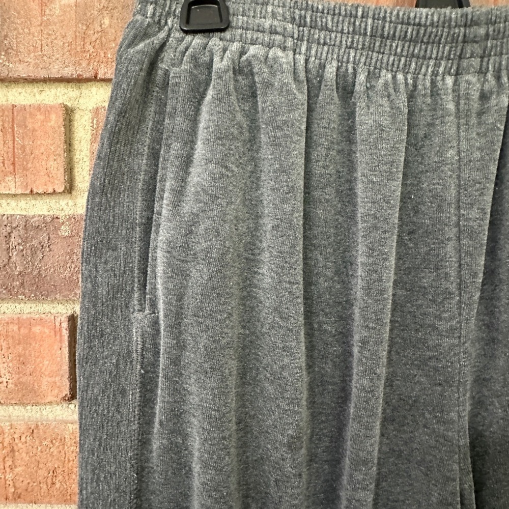 Alfred Dunner Pants Petite Gray Cotton Blend Velour Knit Lounge 14P